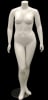 Plus size female fiberglass mannequin in a fleshtone finish standing on a round metal base with calf and foot support rods. - Image 1 of 0