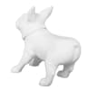 Minimalist matte white plastic French bulldog mannequin with a turnable head and realistic features, ideal for pet boutique clothing displays. - Image 3 of 0