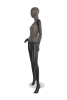 Distressed leather-like mixed fabric female mannequin in matte black with right hand on hip and left leg out pose - Image 2 of 0