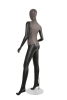 Distressed leather-like mixed fabric female mannequin in matte black with right hand on hip and left leg out pose - Image 3 of 0