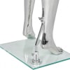 Unbreakable glossy chrome female egghead mannequin with arms at sides and glass base - Image 5 of 0
