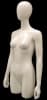 Glossy white fiberglass female 3/4 torso mannequin with egghead and straight arms on a brushed metal base. - Image 2 of 0