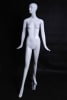 Elegant standing female abstract mannequin in a glossy white fiberglass finish with a silver metal base. - Image 1 of 0
