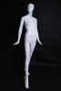 Elegant standing female abstract mannequin in a glossy white fiberglass finish with a silver metal base. - Image 2 of 0