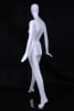 Elegant standing female abstract mannequin in a glossy white fiberglass finish with a silver metal base. - Image 4 of 0