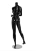 Female Brazilian mannequin with glossy black fiberglass finish, headless changeable head design, bent arms, and included base. - Image 3 of 0