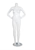Female Brazilian mannequin with glossy white fiberglass finish, headless changeable head design, hands on hips pose, and included base. - Image 1 of 0