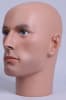 Flesh-toned realistic male display head with blue eyes, painted facial details, and extended neck for hat and accessory display - Image 2 of 0