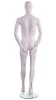 Matte white fiberglass male egghead mannequin with hands on hips and round glass base - Image 3 of 0