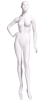 Dianna Series female mannequin in cameo white with right hand on hip, left leg forward, and tempered glass base - Image 1 of 0
