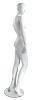Trendy abstract head matte white fiberglass female mannequin Pose 2 with glass base for retail clothing displays - Image 4 of 0