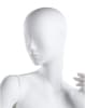 Trendy abstract head matte white fiberglass female mannequin Pose 2 with glass base for retail clothing displays - Image 5 of 0