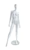 Trendy Abstract Head Matte White Female Mannequin – Pose 3 by Zing Display on glass base - Image 1 of 0