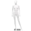 5.8 ft white plastic egghead female mannequin with left leg out pose and metal base with calf support rod - Image 1 of 0