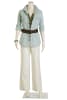 Plastic headless white glossy female mannequin with hands to side on clear glass base - Image 1 of 0