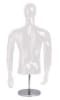 Glossy white unbreakable male half torso form with turnable head and adjustable chrome base - Image 2 of 0