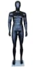 Lean muscular matte black male egghead mannequin with tempered glass base - Image 1 of 0