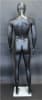 Lean muscular matte black male egghead mannequin with tempered glass base - Image 5 of 0