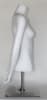Matte white female torso mannequin with arms, fiberglass construction, adjustable metal pole, and tempered glass base for retail displays. - Image 3 of 0