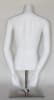 Matte white female torso mannequin with arms, fiberglass construction, adjustable metal pole, and tempered glass base for retail displays. - Image 4 of 0