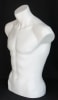 White fiberglass male torso freestanding form with matte finish for displaying shirts and apparel. - Image 3 of 0