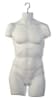 Case of 12 matte white male 3/4 torso forms made from thick injection molded plastic with chrome hooks for menswear displays. - Image 1 of 0