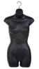 Case of 12 matte black female 3/4 torso forms made from thick injection molded plastic with chrome hooks for women's apparel displays. - Image 2 of 0