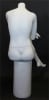 Matte white female headless fiberglass mannequin sitting in a cross-leg pose with hands on lap for boutique and retail clothing displays. - Image 3 of 0