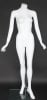 Matte white female headless fiberglass mannequin in an elegant tiptoe pose with tempered glass base for retail fashion displays. - Image 1 of 0