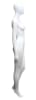 5'11" matte white abstract female fiberglass mannequin with egghead design, hand on hip pose, and glass base for retail display - Image 9 of 0