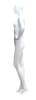 5'11" matte white abstract female fiberglass mannequin with egghead design, hand on hip pose, and glass base for retail display - Image 7 of 0