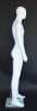 6’2” matte white fiberglass male mannequin with abstract egghead design, casual standing pose, rotatable shoulders, and tempered glass base for retail clothing display - Image 2 of 0