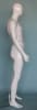 Gloss white athletic male fiberglass mannequin with egghead design, muscular build, casual standing pose, rotatable arms, and tempered glass base for sports and fashion display - Image 5 of 0
