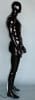 6’2” glossy black fiberglass male mannequin with egghead design, athletic build, basic standing pose, removable body parts, and tempered glass base for sports apparel display - Image 4 of 0