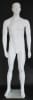 6’2” white matte fiberglass male mannequin with realistic face, arms at sides, removable body sections, and tempered glass base for retail clothing display - Image 1 of 0