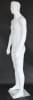 6’2” white matte fiberglass male mannequin with realistic face, arms at sides, removable body sections, and tempered glass base for retail clothing display - Image 2 of 0