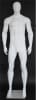 6’4” muscular matte white fiberglass male egghead mannequin with athletic build, metal calf and foot rods, and tempered glass base for retail apparel display - Image 1 of 0