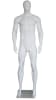 6’4” muscular matte white fiberglass male egghead mannequin with athletic build, metal calf and foot rods, and tempered glass base for retail apparel display - Image 2 of 0