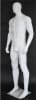 6’4” muscular matte white fiberglass male egghead mannequin with athletic build, metal calf and foot rods, and tempered glass base for retail apparel display - Image 3 of 0