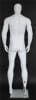 6’4” muscular matte white fiberglass male egghead mannequin with athletic build, metal calf and foot rods, and tempered glass base for retail apparel display - Image 4 of 0