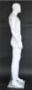 6’4” muscular matte white fiberglass male egghead mannequin with athletic build, metal calf and foot rods, and tempered glass base for retail apparel display - Image 5 of 0