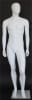 6’2” matte white fiberglass abstract male egghead mannequin with tempered glass base and metal calf and foot rods for modern retail display - Image 1 of 0