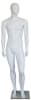6’2” matte white fiberglass abstract male egghead mannequin with tempered glass base and metal calf and foot rods for modern retail display - Image 2 of 0