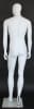 6’2” matte white fiberglass abstract male egghead mannequin with tempered glass base and metal calf and foot rods for modern retail display - Image 4 of 0