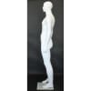 Matte white fiberglass athletic male mannequin with abstract face, arms at sides, standing pose, rotatable shoulders, and tempered glass base for retail clothing and accessory display - Image 6 of 0