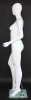 Matte white contemporary egg face female mannequin with right leg out pose, fiberglass construction, calf support rod, and tempered glass base - Image 2 of 0