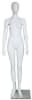 Matte white contemporary egg face female mannequin with fiberglass construction, straight-on pose, and tempered glass base for apparel displays - Image 2 of 0