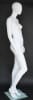 White fiberglass female egghead mannequin with matte finish, hip pose, detachable shoulders and torso, tempered glass base, and support rods - Image 2 of 0