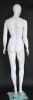 White fiberglass female egghead mannequin with matte finish, hip pose, detachable shoulders and torso, tempered glass base, and support rods - Image 3 of 0