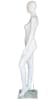 Gloss white fiberglass female egghead mannequin with raised knee pose, detachable torso and shoulders, tempered glass base, and support rods - Image 3 of 0